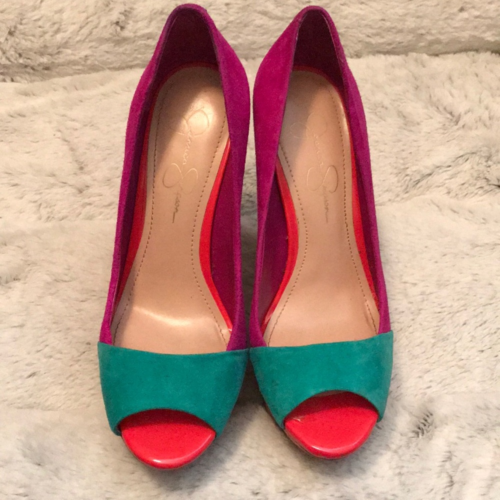 COPY - Suede Color block Wedges